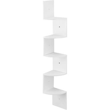 Halter 5 Tier MDF Contemporary Corner Shelves Zigzag Decorative Shelf White Space-Saving for Home and Office Space Durable Easy to Install